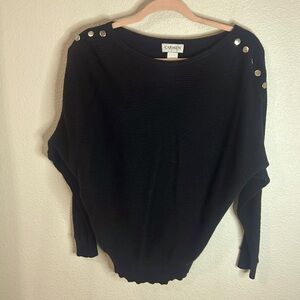 Beautiful black sweater with silver buttons on shoulders